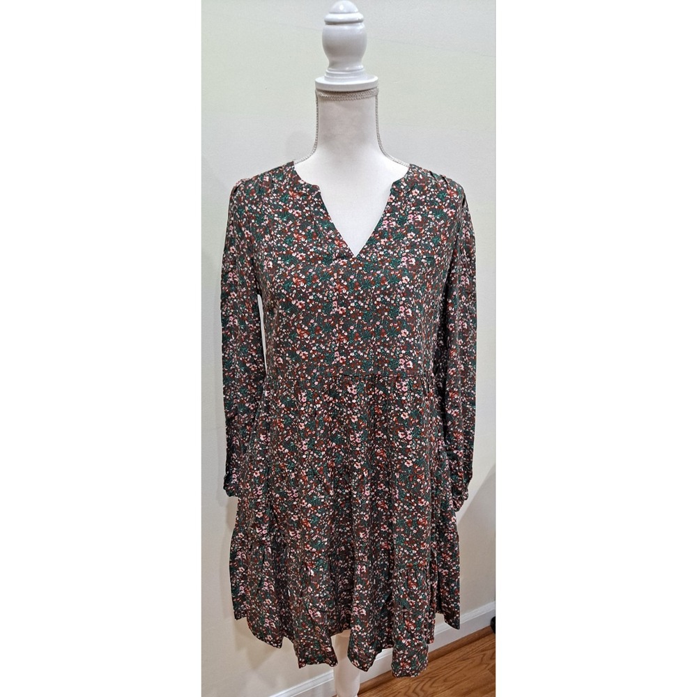 Matilda Jane Green and Pink Floral Dress Size XS Floral Tiered Mini Dress